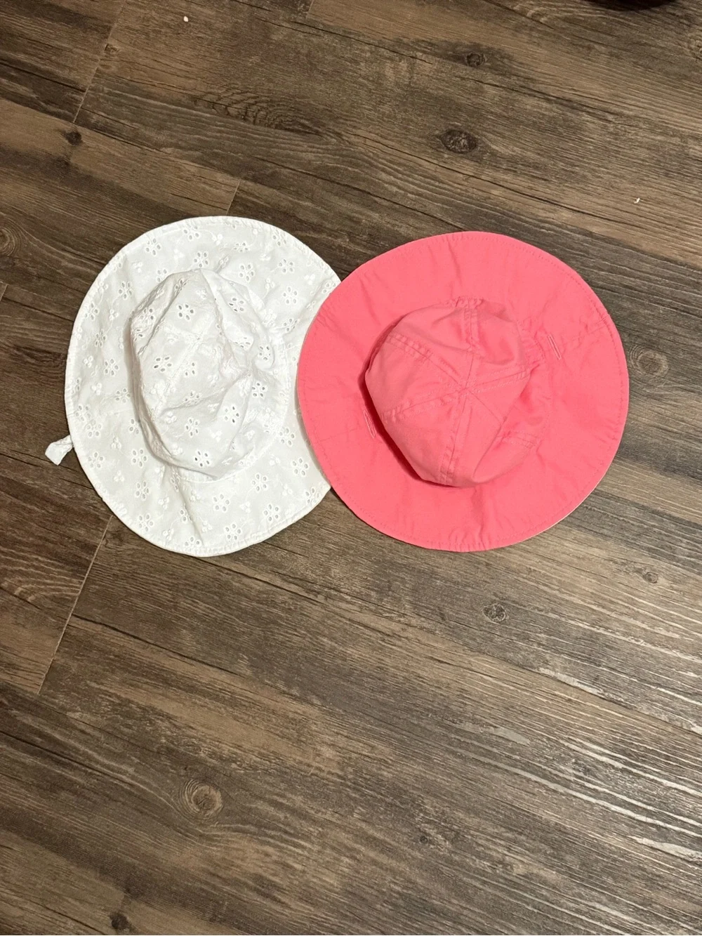 Carter's White Eyelet & Coral Pink Sun Hat Set